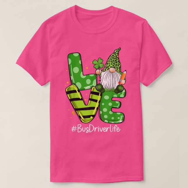 Drivrutinen kärlek Buss Life Gnome Leopard Shamroc T Shirt (Design framsida)