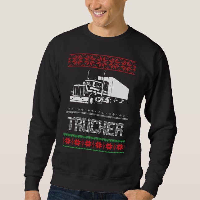Drivrutinen Lastbil God jul Lång Ärmad Tröja (Framsida)