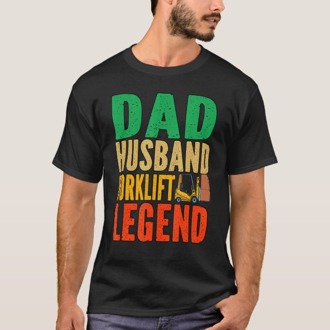 Drivrutinen manar Pappa Warehouse Forklift T Shirt (Framsida)