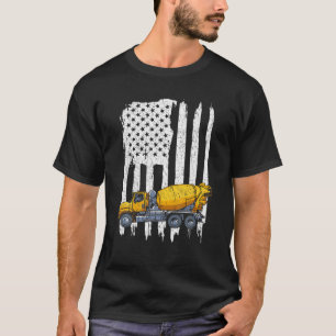 Drivrutinen Mixer Ameri, Patriotic Cement Lastbil T Shirt