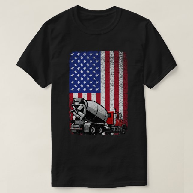 Drivrutinen Mixer Ameri, Patriotic Cement Lastbil T Shirt (Design framsida)