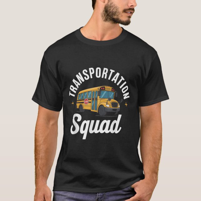 Drivrutinen Mon transport Squad Back to school Bus T Shirt (Framsida)