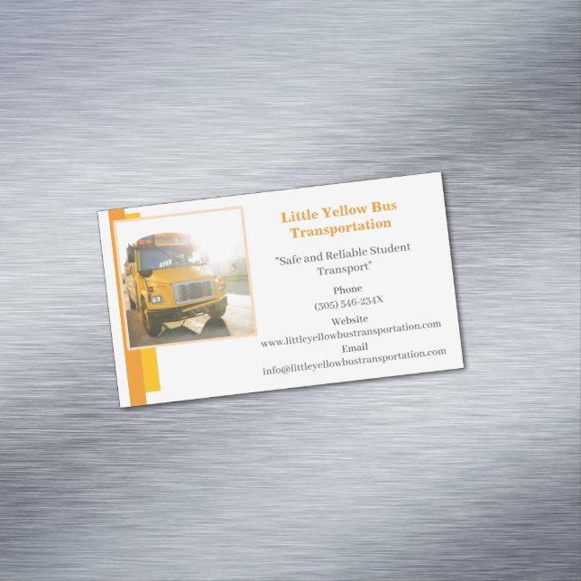 Drivrutinen orange White Gult School Buss Magnetiska Visitkort (In Situ)