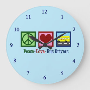 Drivrutinen Peace Kärlek School Buss Stor Klocka