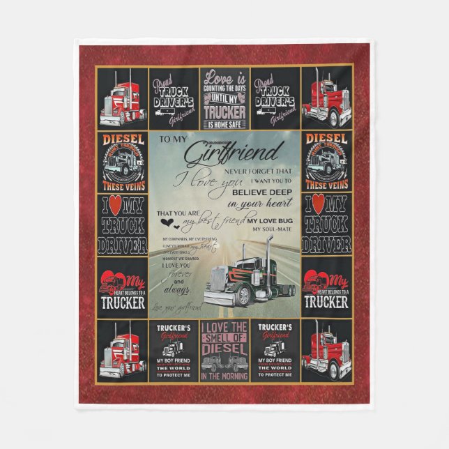 Drivrutinen personlig Lastbil till min flickvän Fleecefilt (Framsidan)