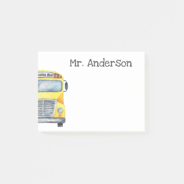 Drivrutinen personlig School Buss Gift Post-it Block (Framsida)