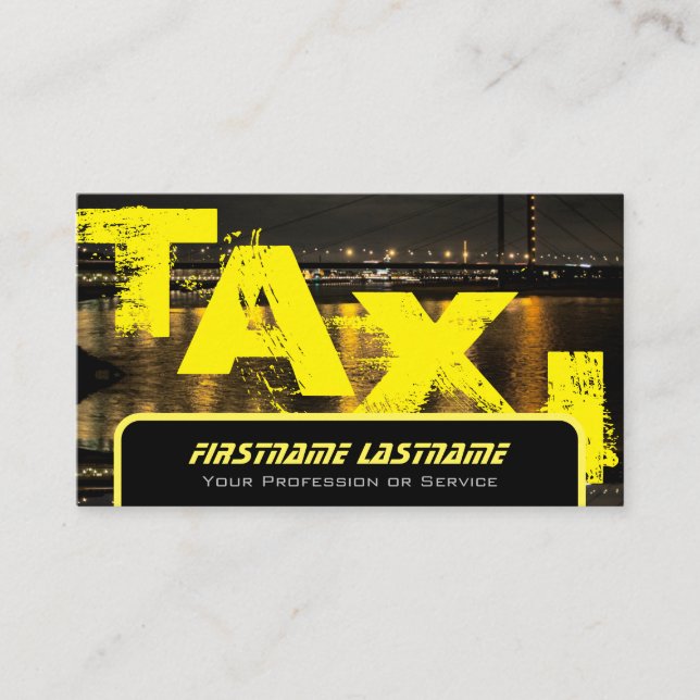 Drivrutinen professionell taxi gult taxi visitkort (Framsida)