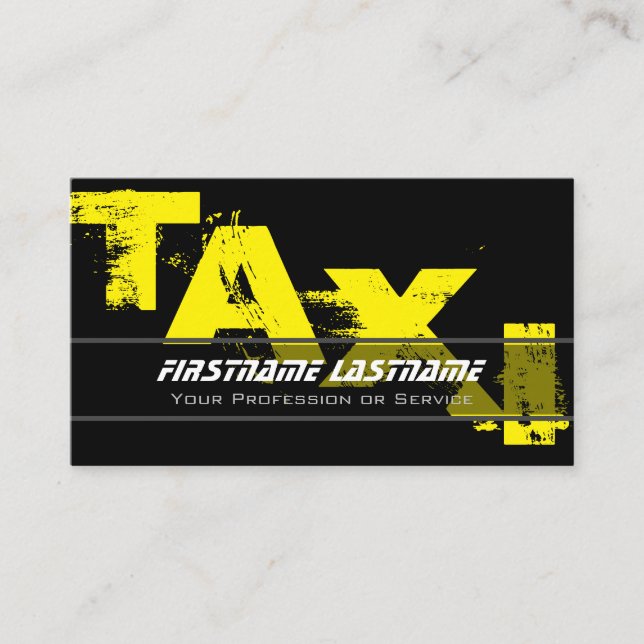 Drivrutinen professionell taxi gult taxi visitkort (Framsida)