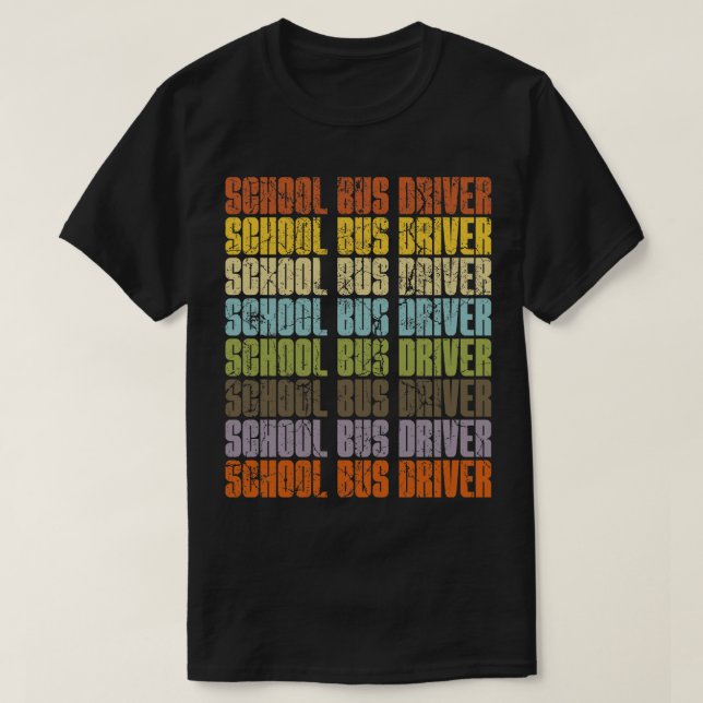 Drivrutinen Retro School Buss T Shirt (Design framsida)