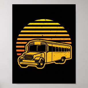 Drivrutinen Retro Vintage Sunset School Buss Poster