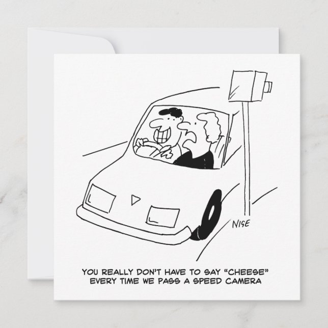 Drivrutinen säger ost när en hastighetskamera pass julkort (Framsida)