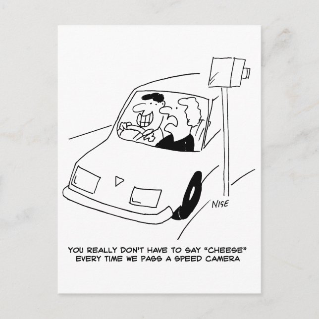 Drivrutinen säger ost när en hastighetskamera pass vykort (Framsida)