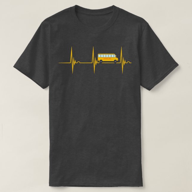 Drivrutinen School Buss Heartslag EKG Pulse Buss D T Shirt (Design framsida)