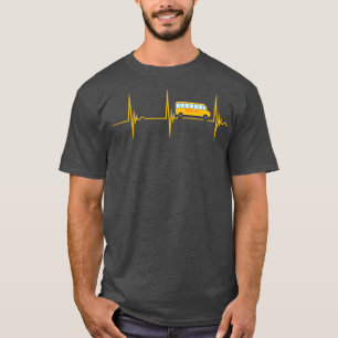 Drivrutinen School Buss Heartslag EKG Pulse Buss D T Shirt