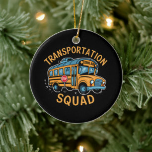 Drivrutinen School Buss Transport Squad Julgransprydnad Keramik