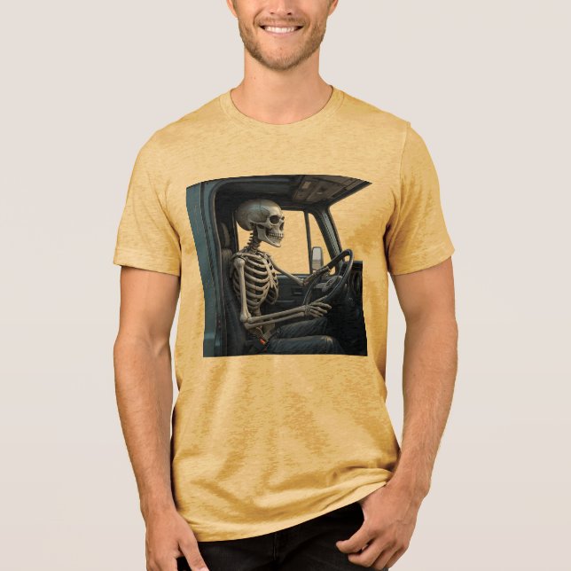 Drivrutinen Skeleton Lastbil Bella+Canvas T Shirt (Framsida)