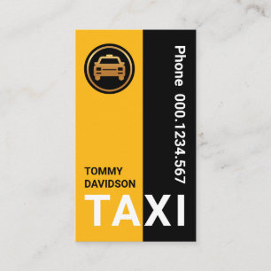 Drivrutinen snyggt Gult Black Rand Taxi Visitkort
