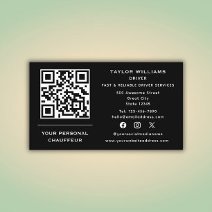 Drivrutinen Social Media QR Code Chauffeur Service Visitkort