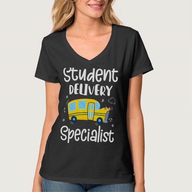 Drivrutinen Student Delivery Specialist School Bus T Shirt (Framsida)