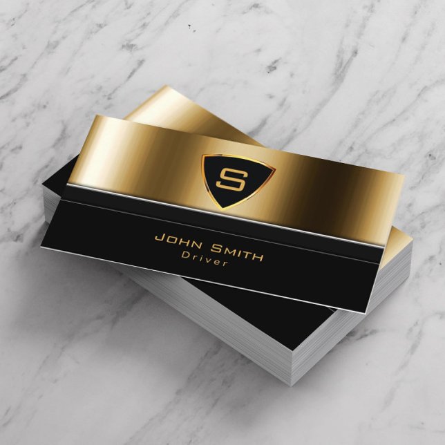 Drivrutinen Taxi Service Luxury Guld Monogram Driv Visitkort (Skapare uppladdad)