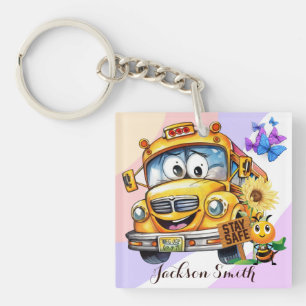 Drivrutinen tecknad School Buss - håll Säker Perso