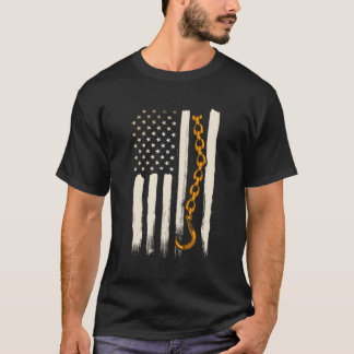 Drivrutinen Tow Lastbil ger amerikanska Flagga Pat T Shirt