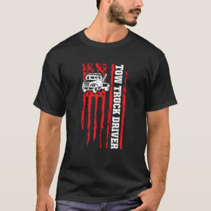 Drivrutinen Tow Lastbil US Flagga Trucker 2 T Shirt