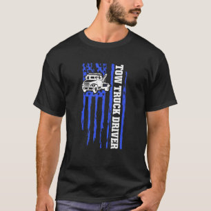 Drivrutinen Tow Lastbil USA Flagga Trucker T Shirt