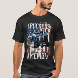 Drivrutinen Trucker American Flagga Lastbil T Shirt