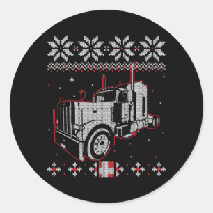 Drivrutinen Trucker Ugly jul Sweater Lastbil Runt Klistermärke