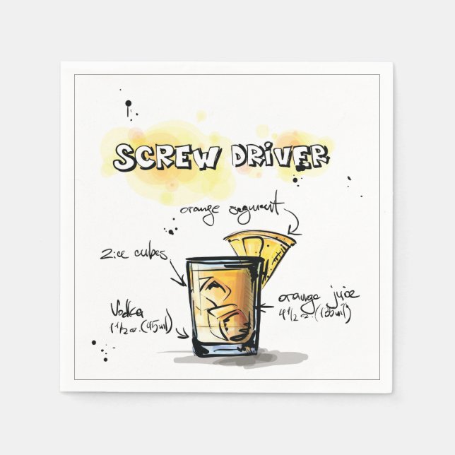 Drivrutinens Drink Recipe Cocktail Napkin Pappersservett (Framsidan)