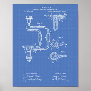 Drivrutiner 1893 Patent Art Blueprint Poster