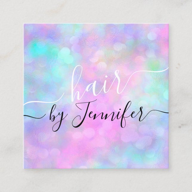 Drivrutiner 6 Slår Hairdresser Makeup HoloGraph Fyrkantigt Visitkort (Framsida)