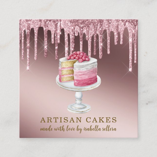 Drivrutiner för bakverk Chef Ro Guld Glitter Fyrkantigt Visitkort (Framsida)