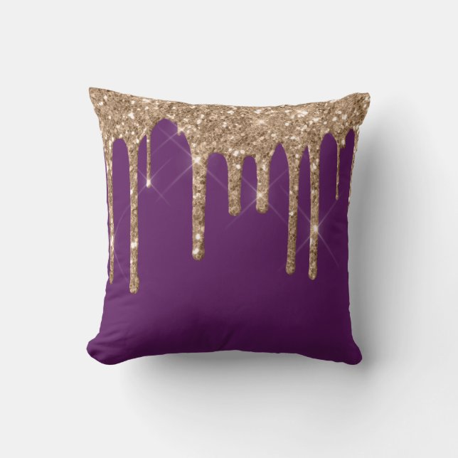 *~* Drivrutiner för Glitter vid Guld LILA Dekorati Kudde (Framsida)