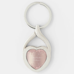Drivrutiner för Gnistra i Ro Guld - Din text Twisted Heart Silverfärgad Nyckelring