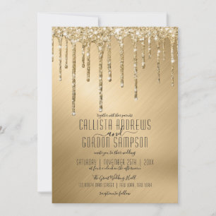 Drivrutiner för Luxury Sparkly Guld Glitter Bröllo Inbjudningar