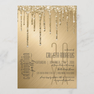 Drivrutiner för Luxury Sparkly Guld Glitter Studen Inbjudningar