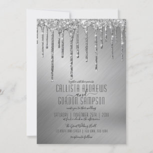 Drivrutiner för Luxury Sparkly Silver Glitter Bröl Inbjudningar
