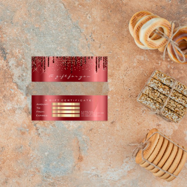 Drivrutiner för presentkort Marsala Guld Makeup Sm Litet Visitkort (Gift Certificate Drips Marsala Gold Makeup Small )