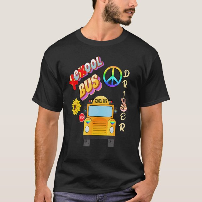Drivrutiner för Retro School Buss T Shirt (Framsida)