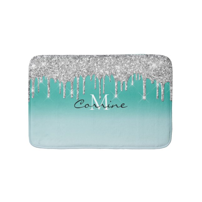 Drivrutiner för vattenblått vatten + Silver Glitte Badrumsmatta (Framsidan)