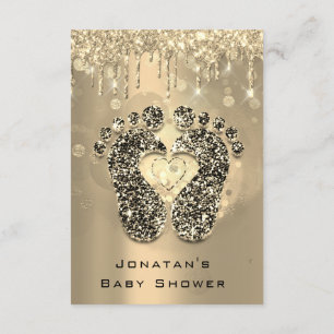 Drivrutiner Glitter Baby Shower Feet Sepia Dots Gi Inbjudningar