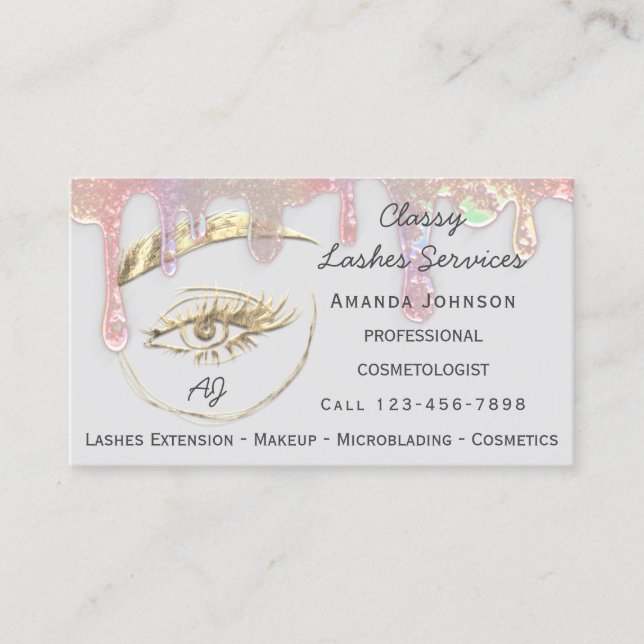 Drivrutiner Lash Makeup Nagel Microblade Logotyp Q Visitkort (Framsida)