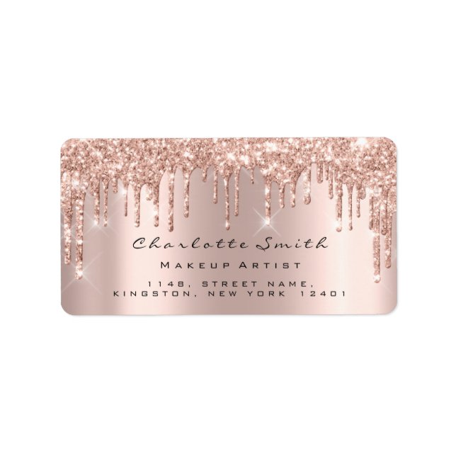 Drivrutiner OSA Rosa ros Guld Sparkly Glitter Make Adressetikett (Framsidan)