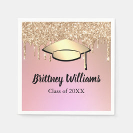 Drivrutiner ro Guld Glitter vid Student Pappersservett