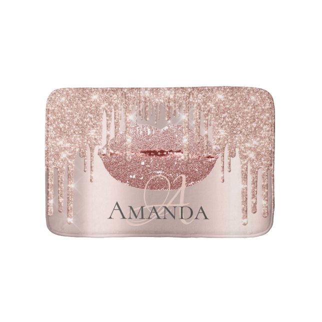 Drivrutiner Ro Rosa  Glitter Namn Monogram Makeup Badrumsmatta (Framsidan)