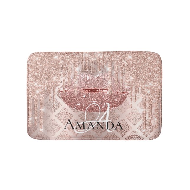 Drivrutiner Ro Rosa Royal Glitter Namn Monogram Ma Badrumsmatta (Framsidan)