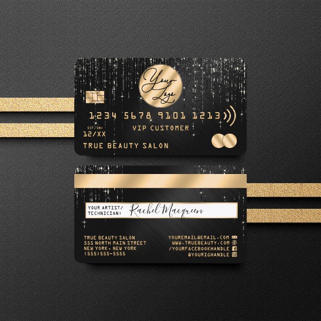 Drivrutiner vid Guld Black Glitter Logotyp Kredit Visitkort (Skapare uppladdad)