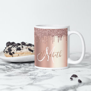 Drivrutiner vid Ro Guld Glitter, Metall Monogram Kaffemugg